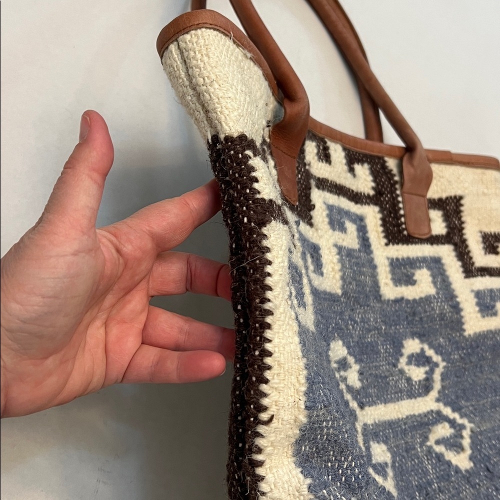 ANTHROPOLOGIE MO&CO. LEATHER & WOOL LARGE TOTE BAG - Picture 15 of 16